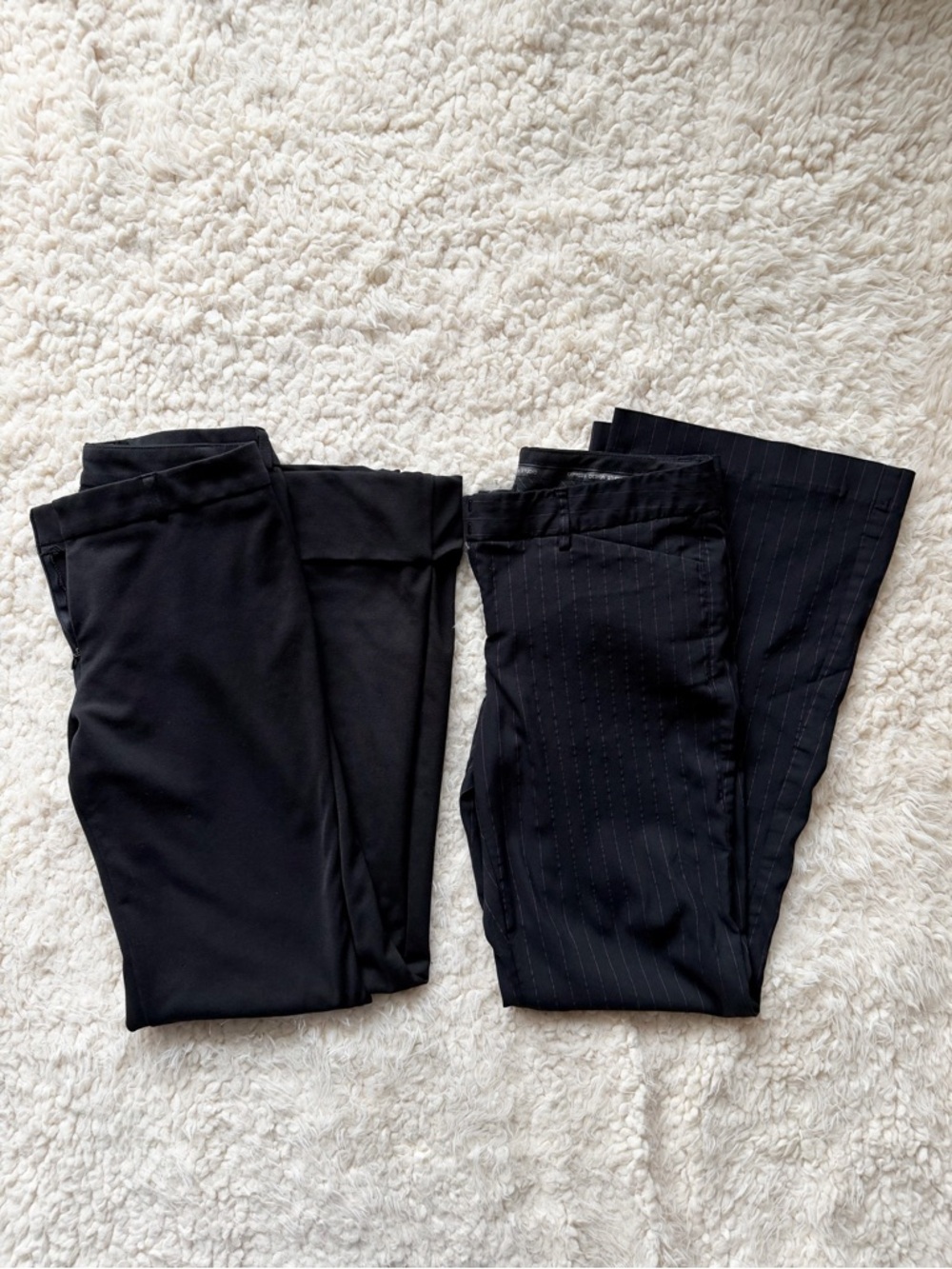 Express Y2K Bundle: Editor Pinstripe & Flare Leg Trousers | Size 6 / 5/6